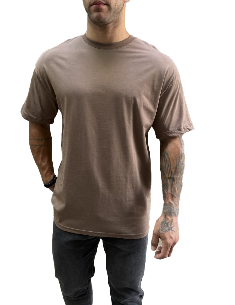 Ανδρική καφέ κοντομάνικη μπλούζα Oversized TST0426K φωτογραφία